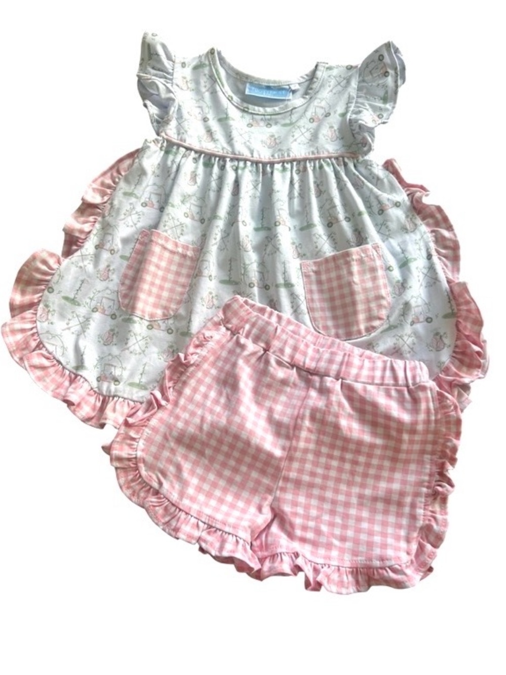 NEW Trotter Street Kids Girls Golf Two Piece Set Pink Green White Size 2